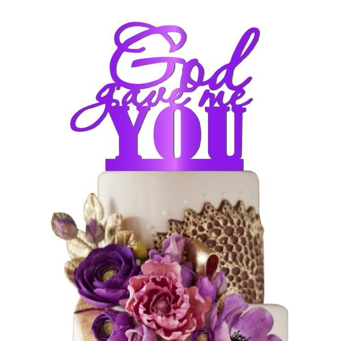 Sugar Yeti Made In USA Wedding Cake Topper God Gave Me You #22 Gold Mirror N8