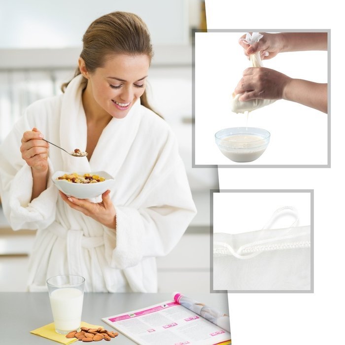 Lovelyou 2 Pack Nut Milk Bag - Large (12" X 10") Reusable Filter Strainer for Almond Milk, Juice, Cold Brew Coffee N4