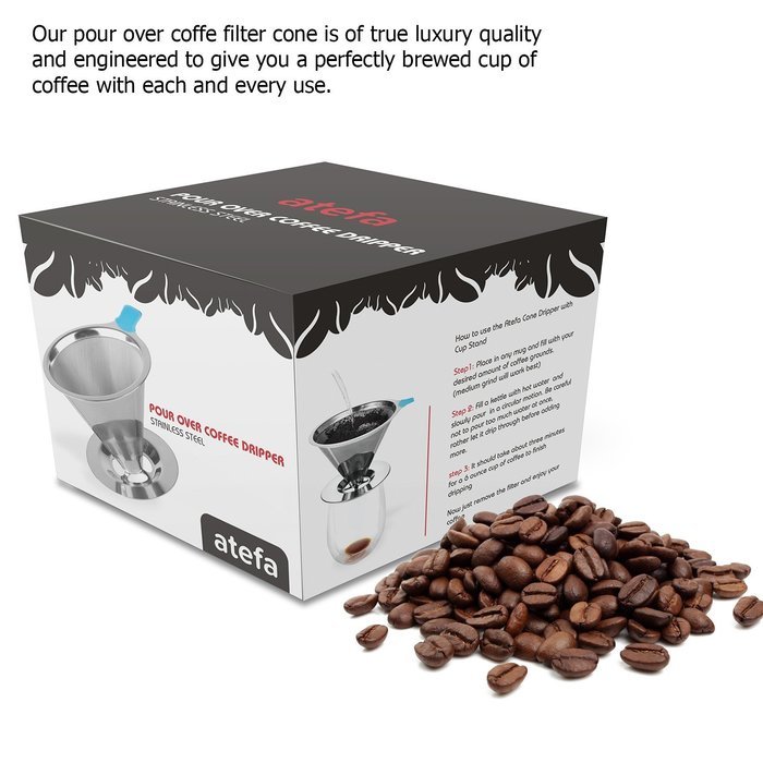 Paperless Pour Over Coffee Dripper Stainless Steel Permanent Reusable