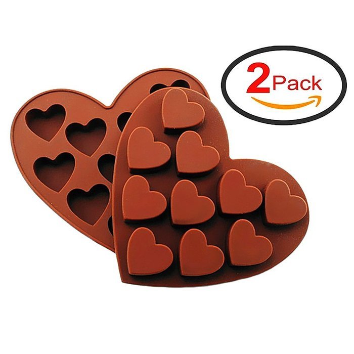 Silicone Chocolate Molds Candy Mold - DefenderX Ice Cube DIY Baking Trays Heart Shaped Jelly Pan 10-Cavity (Heart... N4