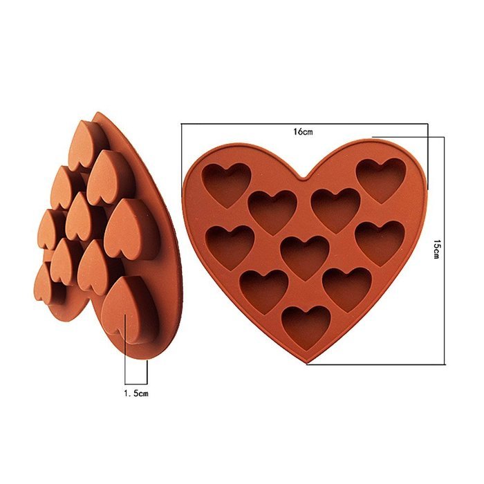 Silicone Chocolate Molds Candy Mold - DefenderX Ice Cube DIY Baking Trays Heart Shaped Jelly Pan 10-Cavity (Heart... N5