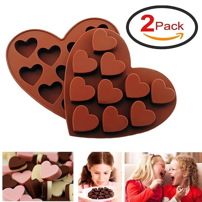 Silicone Chocolate Molds Candy Mold - DefenderX Ice Cube DIY Baking Trays Heart Shaped Jelly Pan 10-Cavity (Heart... N6
