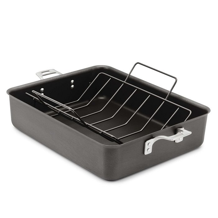 Calphalon Hard Anodized Aluminum Nonstick Cookware Roaster, 13" by 16", Black N5