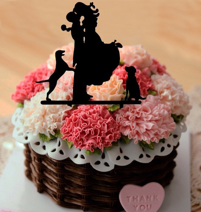 Ecape Acrylic Cake Topper of Engagement and Wedding with Bride and Groom and Their Lovely Cat Pack of 1 N23
