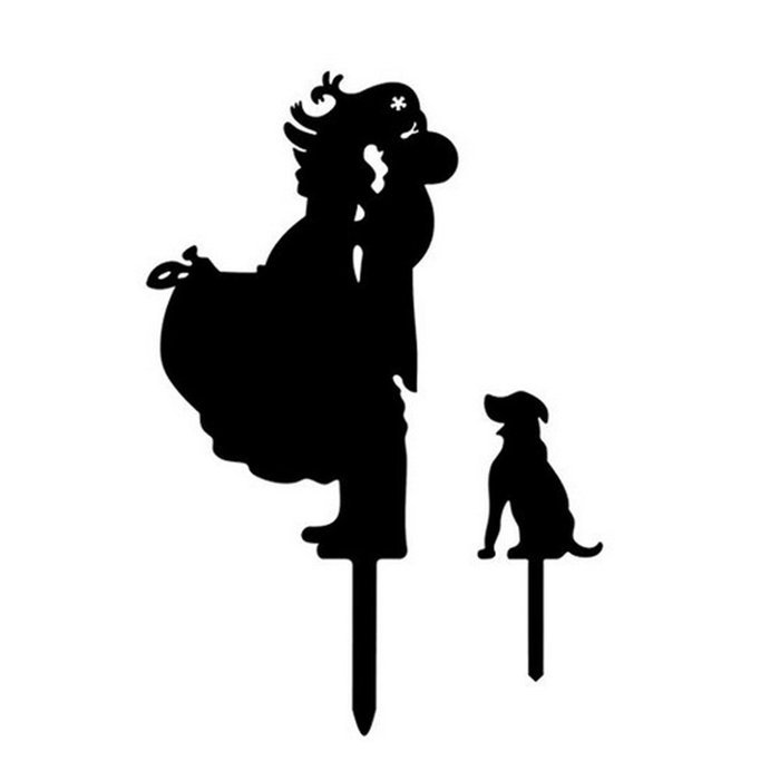 Ecape Acrylic Cake Topper of Engagement and Wedding with Bride and Groom and Their Lovely Cat Pack of 1 N27