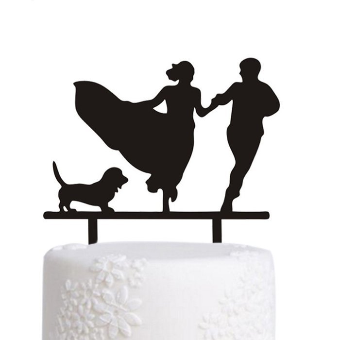 Ecape Acrylic Cake Topper of Engagement and Wedding with Bride and Groom and Their Lovely Cat Pack of 1 N28