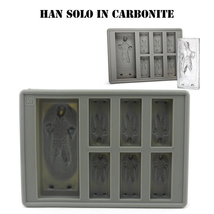 Set of 5 Star Wars Silicone Ice Trays / Chocolate Molds: Boba Fett, Han Solo, R2-D2, Millennium Falcon, Darth... N6