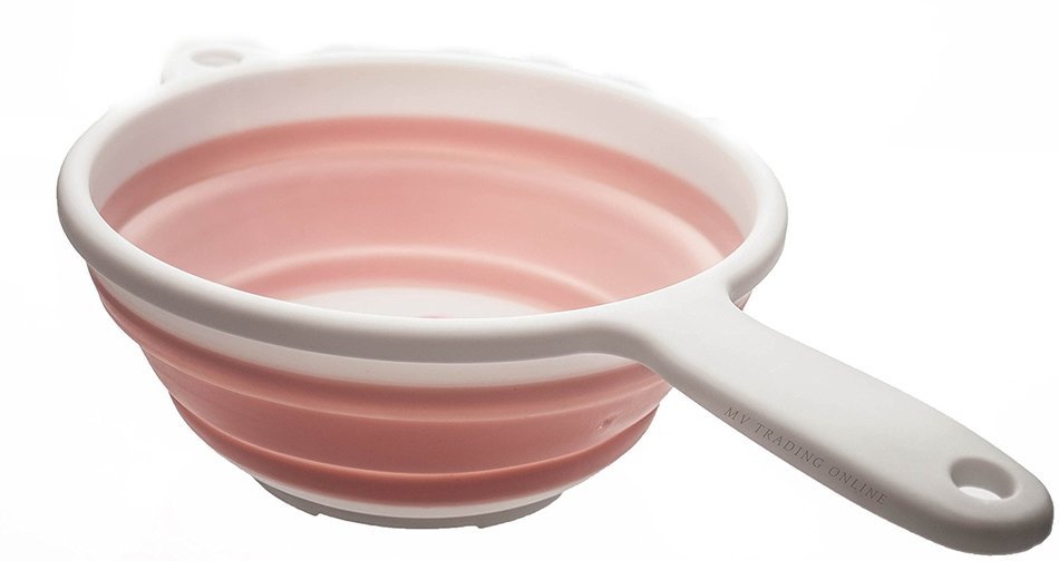 Japanese Subaru Compact Collapsible Kitchen Bowl with Handle (Pink) N2