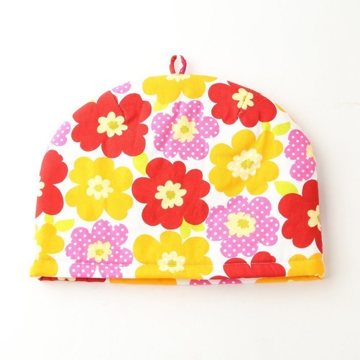 Northern European Style Pink Flowered Cotton Cloth Tea Cozy with Teapot Coaster Handmade by Japanese Craftsman... N2