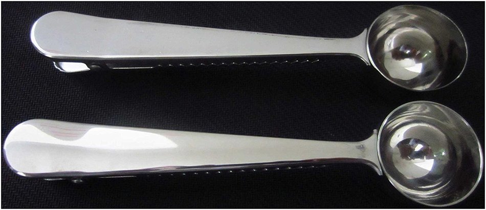 LeBeila 2 Pieces Premium Stainless Steel Ground Coffee / Tea Measuring Spoon / Scoop With Integrated Bag Clip... N3