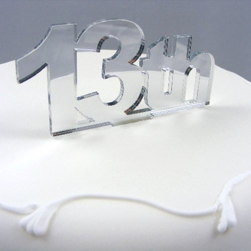 13th Cake Topper Mirror - 6cm with 4cm spike N2