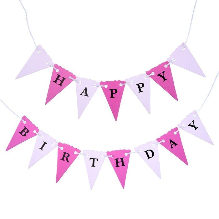 eBoot Pink Paper Straws 3 Patterns 75 Pieces with Happy Birthday Banner N6