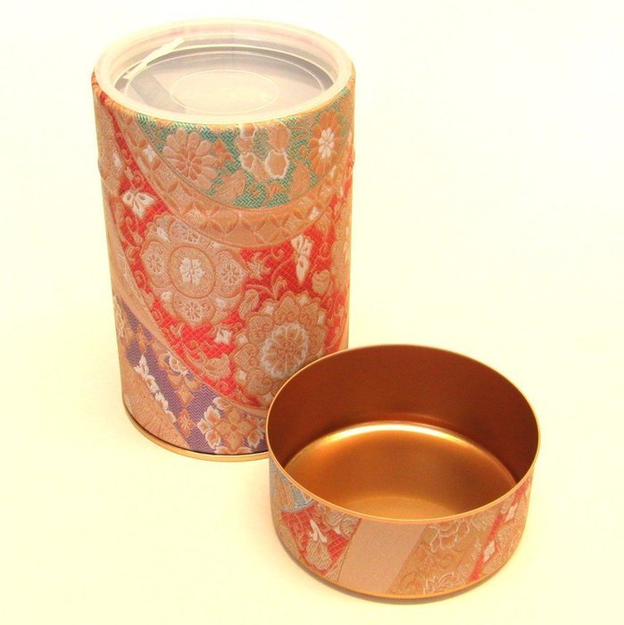 Japanese tea tin Mizunishiki double lid [red] (150g) N5