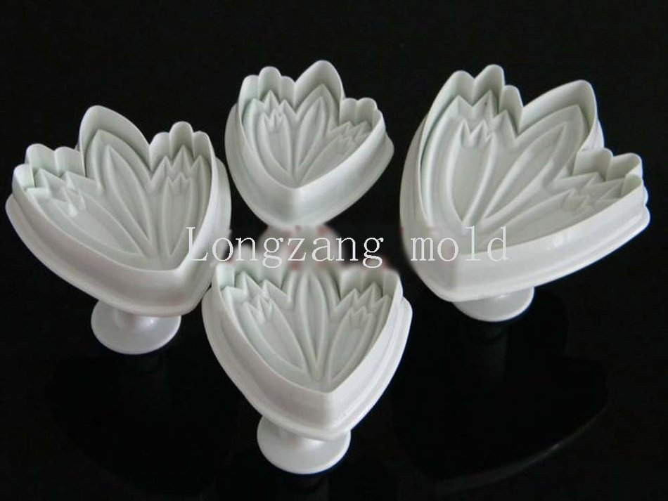 Set of 4pcs Tulip plunger Cutter cake decorating fondant embossing tool