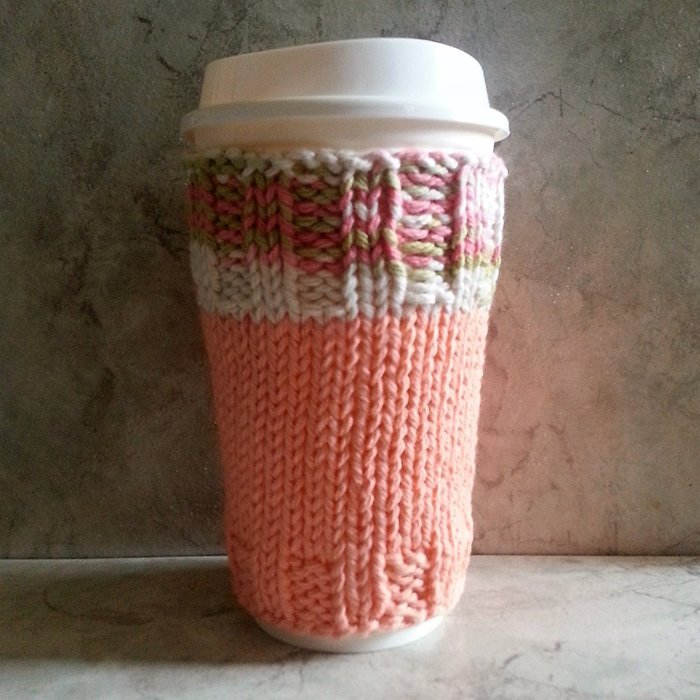 2 in 1 Coffee Cup Cozy Peach Ombre Cuff with Peach Body