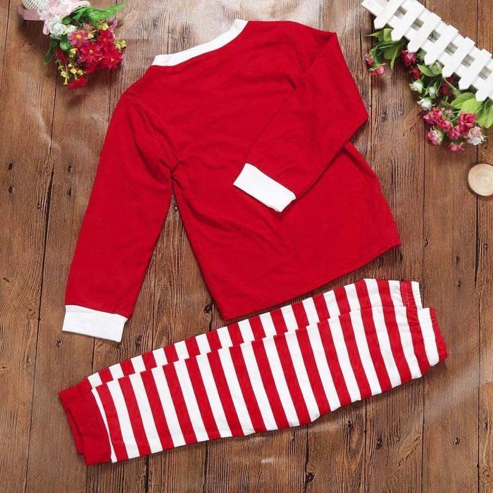 Sleepwear ,BeautyVan Kid Baby Christmas Elk Print Stripe Long Sleeve Top Shirt+Pants Outfits Set (130, Green) N3