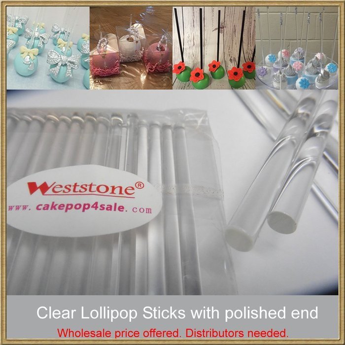 WESTSTONE - clear lollipop sticks with polished ends for cake pops (100, 6")