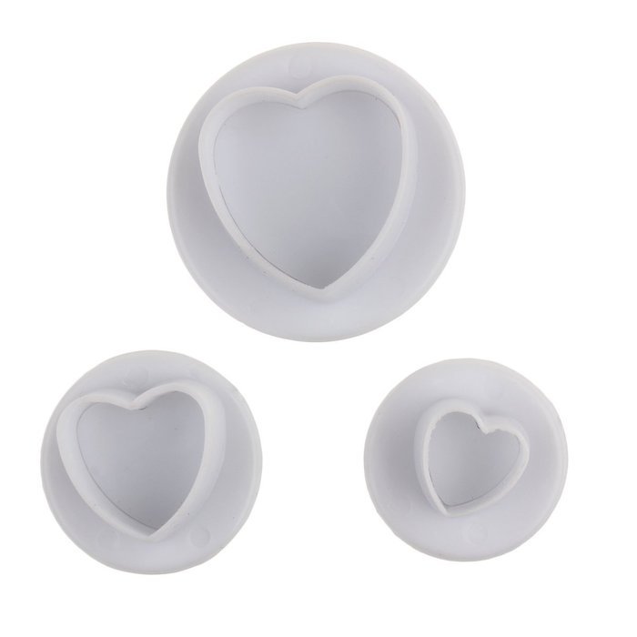 Sealike Cute Mini Heart Shape Cake Cookie Cutter Plunger Fondant Mold with Stylus N4