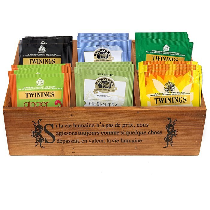 French Country Pinewood 6-Compartment Jewelry Organizer / Board Game Storage Box / Tea Holder - MyGift&reg; N3