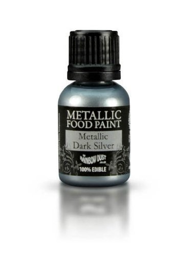 Ready-to-use Metallic Dark Silver 100% Edible Food Paint for Cake and Icing Decoration