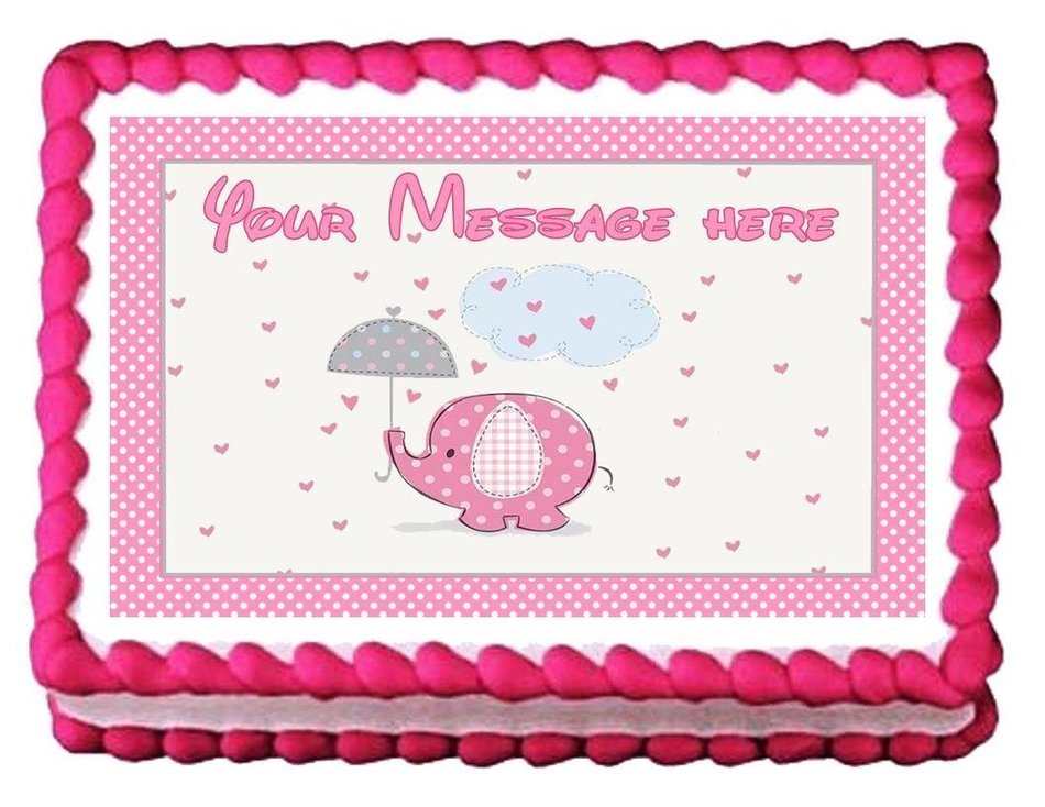 Baby Elephant Edible Cake Topper Baby Shower Cake Topper Pink Elephant N2
