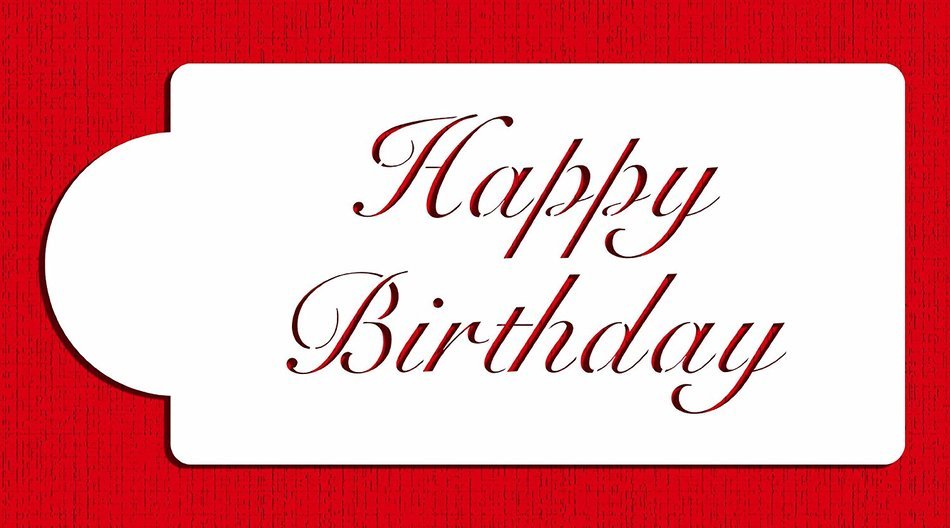 Designer Stencils C241 Fancy Happy Birthday Cake Stencil, Beige/Semi-Transparent