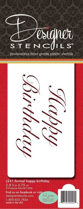 Designer Stencils C241 Fancy Happy Birthday Cake Stencil, Beige/Semi-Transparent N3