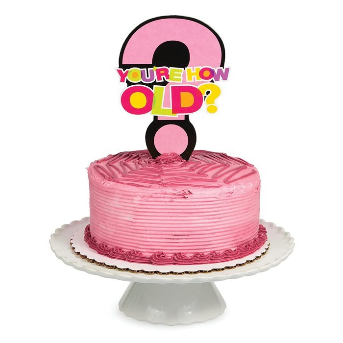 Creative Converting "You're How Old?" Cake Topper, Pink/Multicolor N2