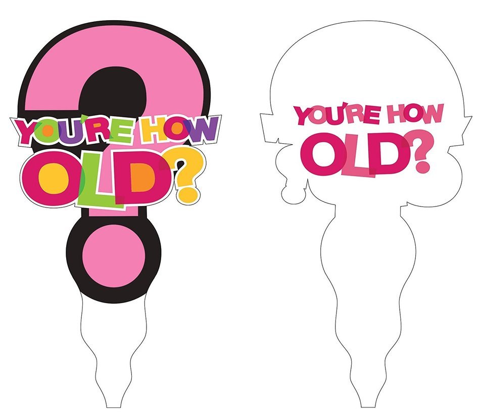 Creative Converting "You're How Old?" Cake Topper, Pink/Multicolor N3