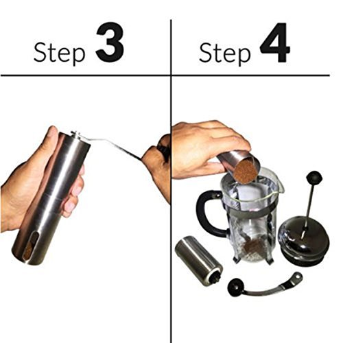 UEETEK Portable Hand Crank Stainless Ceramic Burr Manual Coffee Grinder Mill (Silver) N3