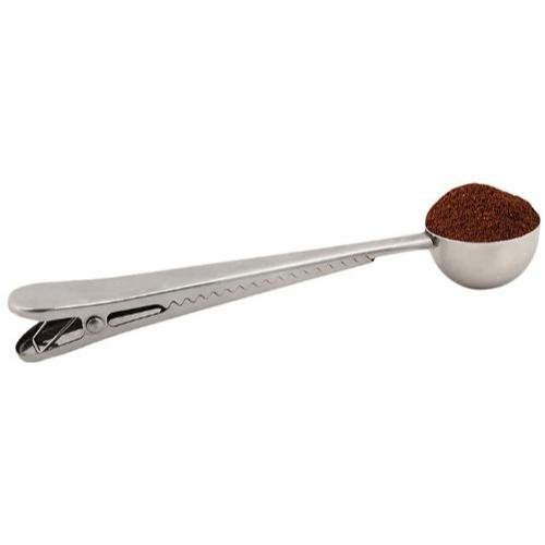 Kikkerland Cafe Clip Stainless Steel Coffee Scooper + Free KarenDeals Microfiber Cleaning Cloth N3