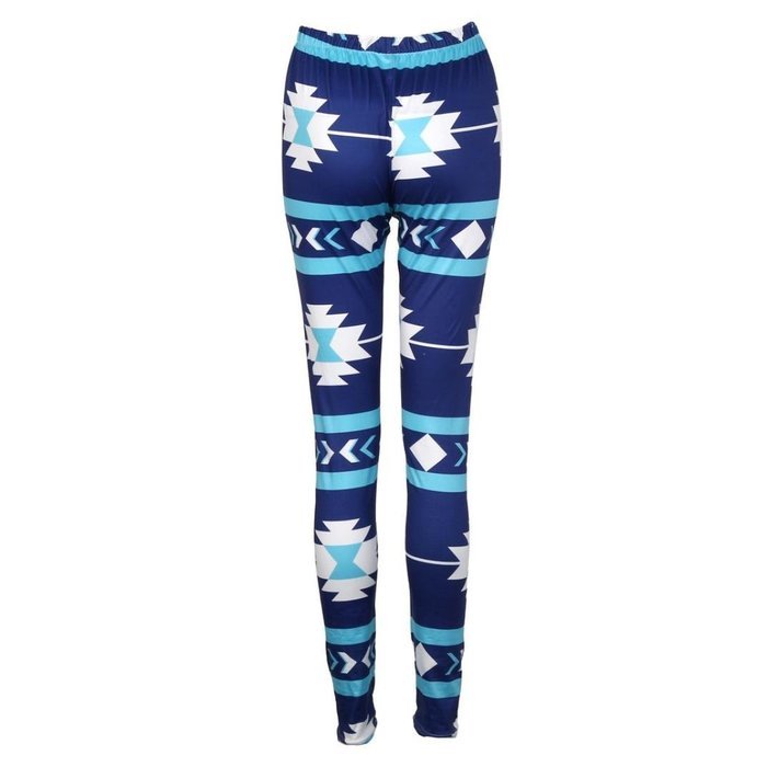 PHOTNO Casual Women Lady Skinny Geometric Print Stretchy Jegging Pants Slim Leggings N101
