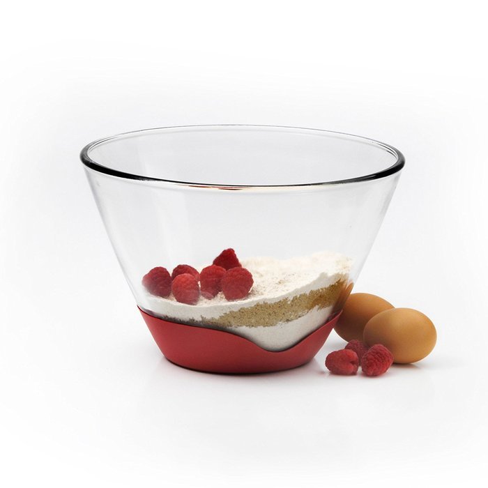 Anchor Hocking 1qt Splashproof Glass Bowl w/ Red No Slip Base