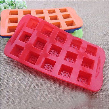 Sher Silicone Square-shaped 15-Cup Mold Cake Decorating Ice Tray Cake Moulds Chocolate Mould(Random Color) N2