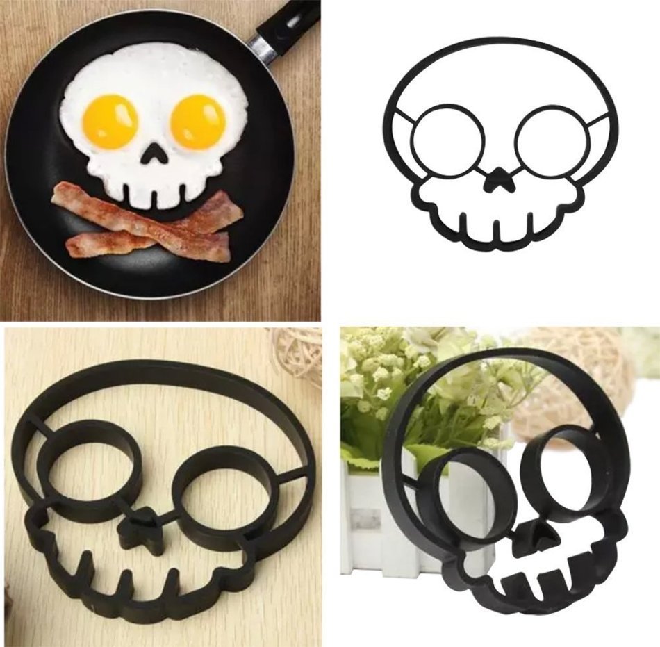 Cy3Lf Clearance Sale - Cy3Lf Silicone Egg Mold Ring, Purple Owl Shaped Egg Ring & Black Skull Shaped Egg Ring(... N2