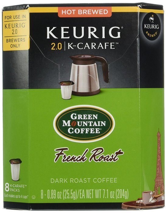 Keurig 2.0 K-Carafe Green Mountain Coffee French Roast Dark Roast Coffee 8 Count Box N3