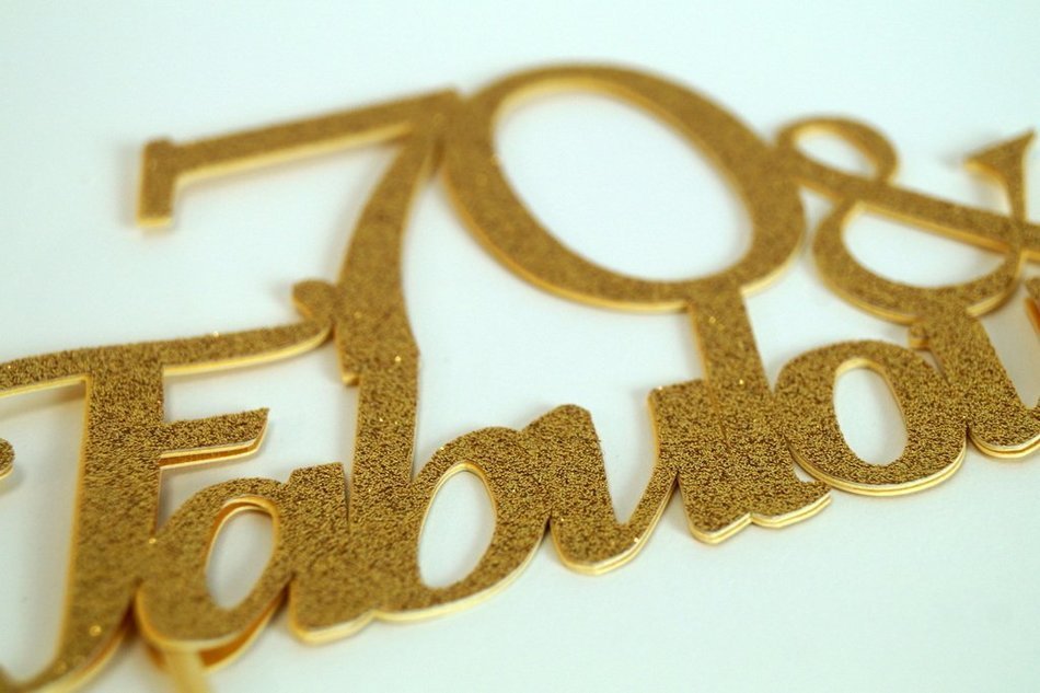 All About Details Gold 70-&-fabulous Cake Topper