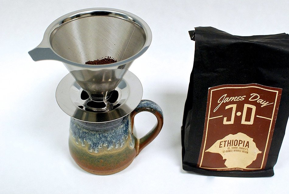 Royal Corgi Stainless Steel Pour Over Cone Coffee Dripper Complete With Stand Reusable N5
