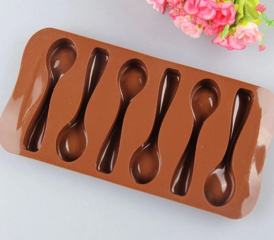 Bestwoohome Silicone Spoon Shape Molds For Chocolate/Candy/Ice Baking Decoration(1 Pack) N4