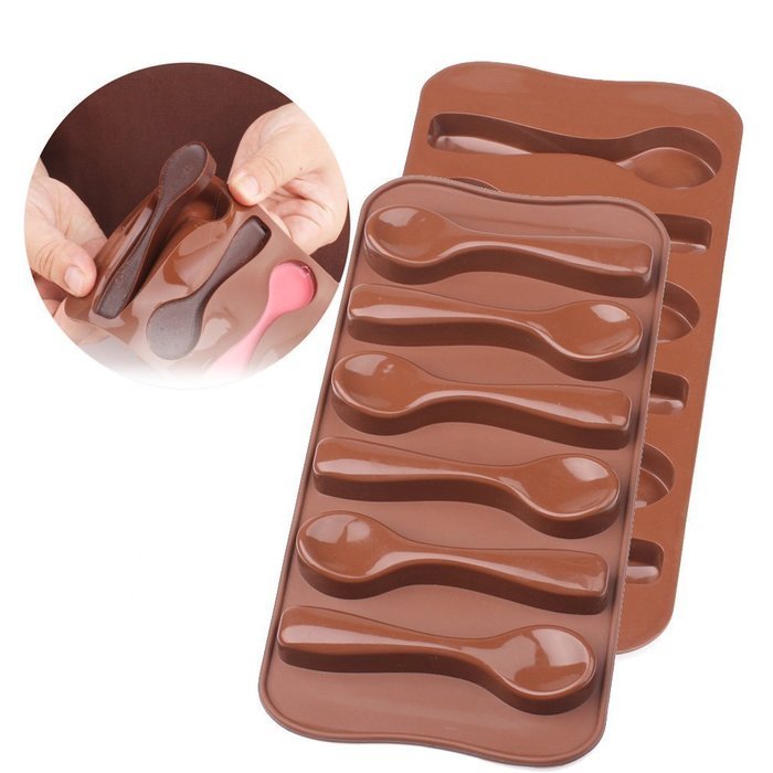 Bestwoohome Silicone Spoon Shape Molds For Chocolate/Candy/Ice Baking Decoration(1 Pack) N5
