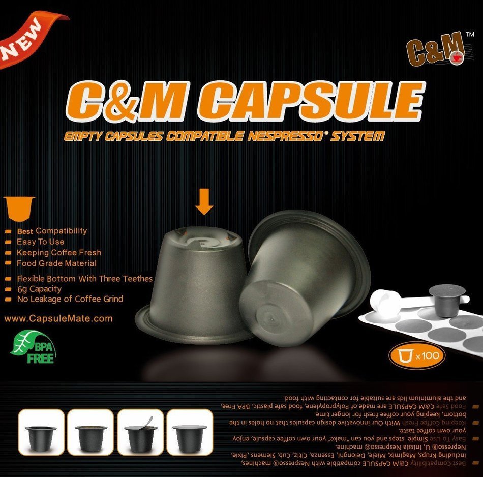 C&M 02 - 100pcs Black Color New Empty Capsule Compatbile All Include The Lastest Nespresso Machines (Fillable... N2
