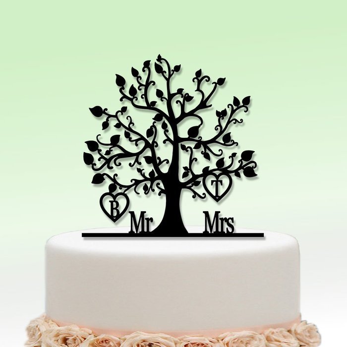 ivisi Personalized Wedding Cake Topper Monogram Last Name Surname Decoration Anniversary Gift (Design 5) N8