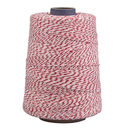 Bakers Twine & Holder For Easy Cutting & Storage - Red & White String N5