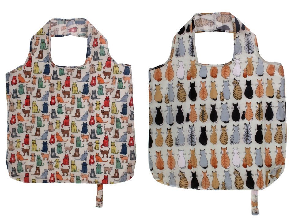 Ulster Weavers Set Of 2 Packable Re-Usable Bag With Catwalk & Cats In Waiting