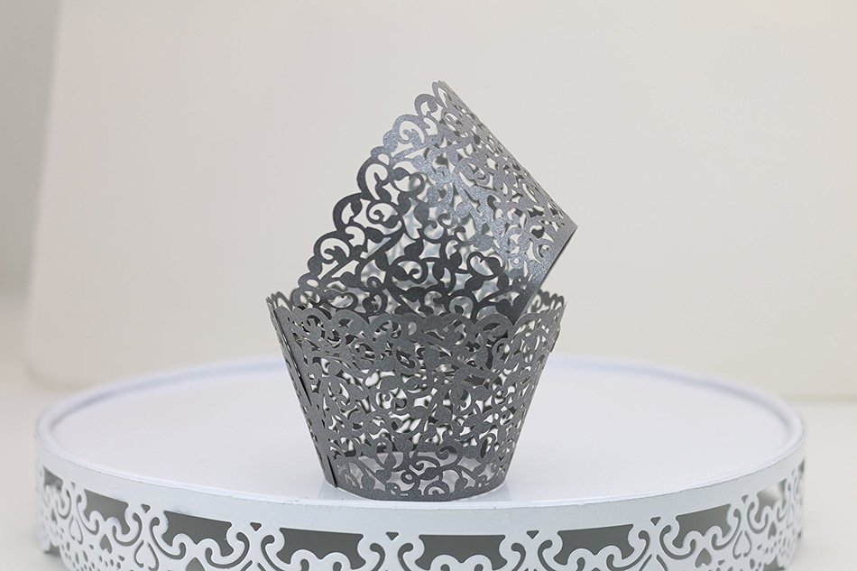 Sharing Star 100 Pieces Filigree Artistic Muffin Case Cupcake Paper Cup Liner Little Vine Lace Laser Cupcake Wrappers... N18