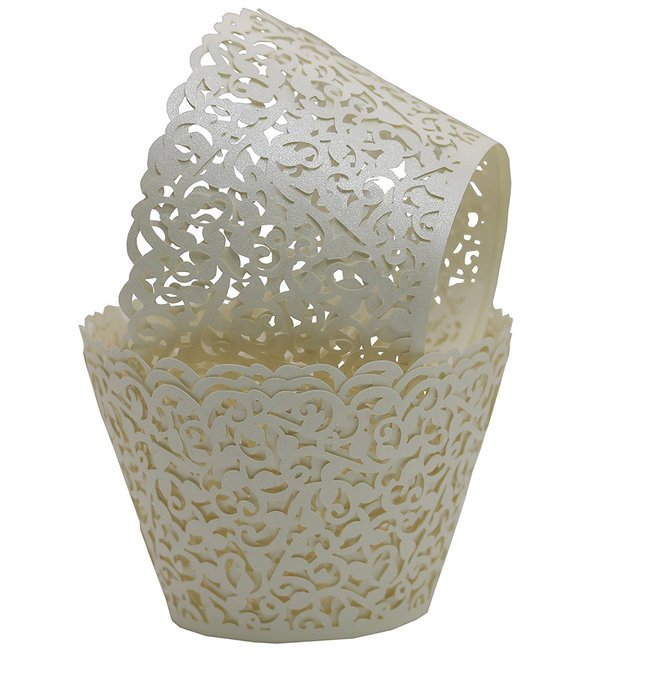 Sharing Star 100 Pieces Filigree Artistic Muffin Case Cupcake Paper Cup Liner Little Vine Lace Laser Cupcake Wrappers... N20