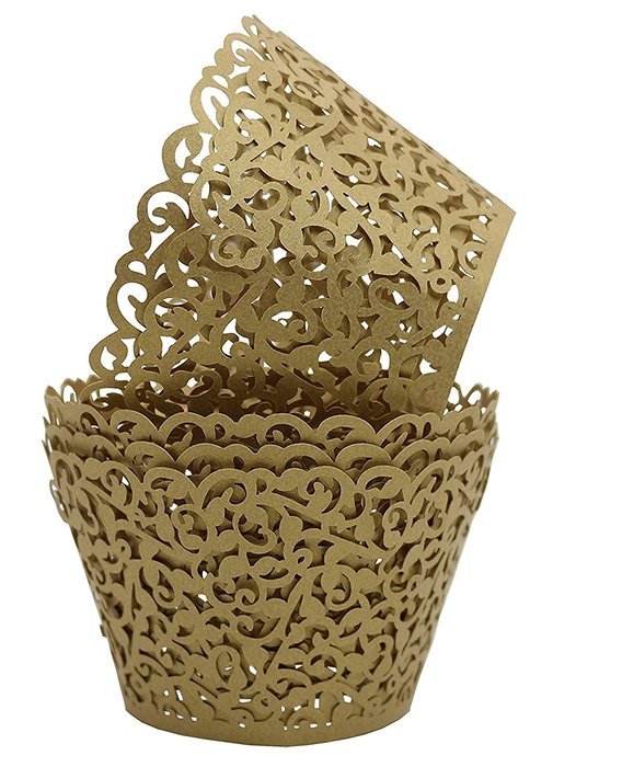 Sharing Star 100 Pieces Filigree Artistic Muffin Case Cupcake Paper Cup Liner Little Vine Lace Laser Cupcake Wrappers... N21