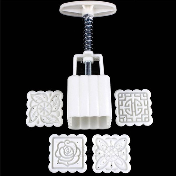 KINGSO Round Mooncake DIY Moon Cake Mold Cookie Cutter 4 Flower Plant Stamps Decoration N4