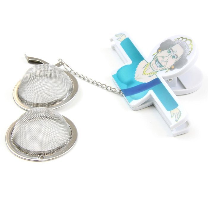 Royal Queen Elizabeth Plastic Clip with Mesh Tea Ball / Egg Infuser, Single Cup or Pot N7