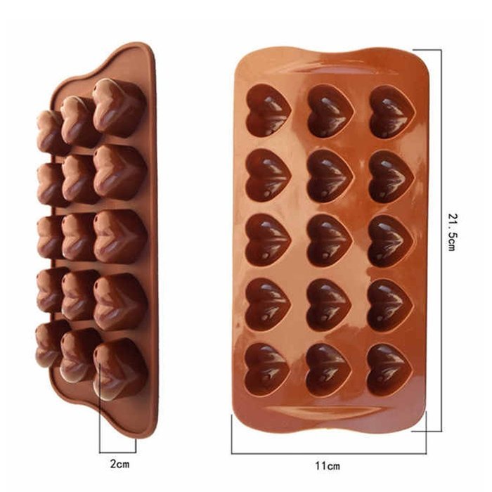 Jekewin Silicone Mold Heart Shape, Silicone Chocolate Molds, Candy, Jelly, Heart Shaped Ice Cube, Soap, Pack of 2 N3